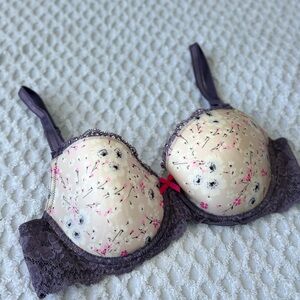 Victoria's Secret Cream and Purple Floral Bra